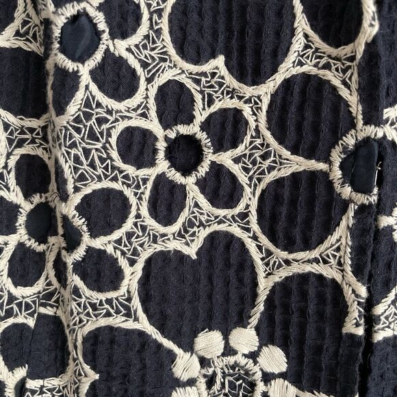 Lafayette 148 Navy Ivory White Floral Embroidered Eyelet Blazer Jacket Size 14 - Picture 6 of 10